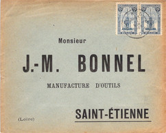 COB 164 X2 Sur Lettre - Obl 1921  - Envoyé à St Etienne En France JM Bonnel Manufacture D'outils - Briefe U. Dokumente