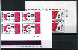 RC 22639 MAROC N° 467 + 470 CROIX ROUGE + DRAPEAU BLOC DE 4 COIN DATE NEUF ** MNH TB - Marokko (1956-...)