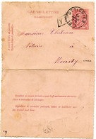 BELGIQUE - ENTIER CARTE LETTRE 10C LEOPOLD II OBLITERE TAD OTTIGNIES + BOITE RURALE Y F DE CEROUX, 1890 - Cartas-Letras
