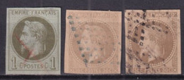 COLONIES GENERALES  - NAPOLEON III - YVERT N° 7+9+9a OBLITERES - COTE = 280 EUR. - - Napoleon III