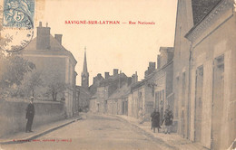 CPA 37 SAVIGNE SUR LATHAN RUE NATIONALE - Sonstige & Ohne Zuordnung