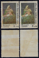 Brazil 1968 Stamp C-597 Mother's Day Painting By Henrique Bernardelli Maternity Mother Breastfeeding Color Shif Variant - Briefe U. Dokumente