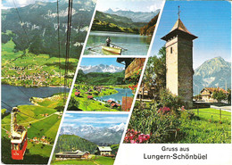 SCENES FROM LUNGERN-SCHÖNBÜEL, SWITZERLAND. Circa 1969 USED POSTCARD H8 - Lungern