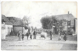 Cpa...Marigny-le-Chatel...(aube)...route De Troyes...1908...animée... - Sonstige Gemeinden