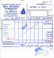 Facture Hôtel Restaurant El Mountazeh ( Sétif - Algérie ) - Invoices