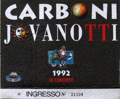 LUCA CARBONI JOVANOTTI Tour 1992 Biglietto Concerto Ticket Roma Palaeur - Konzertkarten
