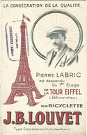 CPA Publicitaire : Pierre LABRIC Descendu TOUR EIFFEL Sur BICYCLETTE J.B. LOUVET - Radsport