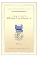 GERMANY. BERLIN. FDC 100th ANNIV. NATIONAL FREE THEATRE. THE VOLKSBÜHNE. BERLIN 1990 - Machines à Affranchir (EMA)