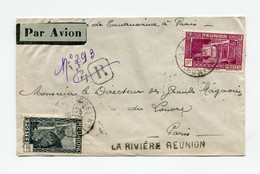 !!! REUNION, LETTRE RECOMMANDEE PAR AVION DE LA RIVIERE POUR PARIS DU 30/3/1938 - Briefe U. Dokumente