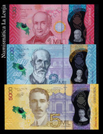 Costa Rica Set 3 Banknotes 1000 2000 5000 Colones 2018-2021 Pick New Polymer SC UNC - Costa Rica