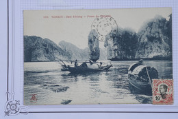 U12 INDOCHINE   BELLE  CARTE  1910 HAIPHON TONKIN BAIE D ALONG  POUR DJIBOUTI  SOMALIS  ++PAGODON + AFFRANCH. PLAISANT - Storia Postale