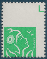 Marianne Lamouche 3733**  TVP Vert Variété De Piquage Très Décalé Extreme Haut De Feuille TTB Signé Calves - Unused Stamps