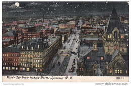 New York Syracuse Birds Eye View Looking North At Night 1908 - Syracuse