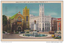 New York Syracuse Circle Of St Mary's And Baptist Church 1940 - Syracuse