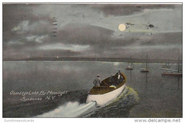 New York Syracuse Boating On Onondaga Lake By Moonlight 1914 - Syracuse