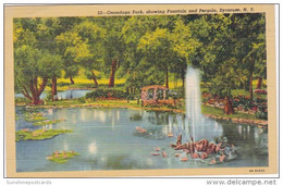 New York Syracuse Fountain And Pergola In Onondaga Park 1944 Curteich - Syracuse