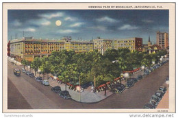 Florida Jacksonville Hemming Park By Moonlight Curteich - Jacksonville