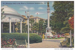 Florida Jacksonville Scene In Hemming Park 1946 Curteich - Jacksonville