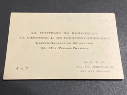 Carte Noblesse Française De La Comtesse De Kergorlay Et La Comtesse De Clermont Tonnerre - Tarjetas De Visita