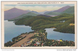 New York Lake Placid And Mirror Lake From Airplane Curteich - Adirondack