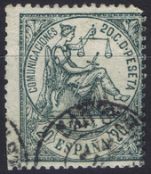 ESPAÑA Ø 146. Alegoría De La Justicia. 20 Cent. Mat. Fechador De 1857. - Used Stamps