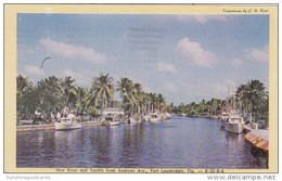Florida Fort Lauderdale New River And Yachts From Andrews Avenue 1948 Dexter Press - Fort Lauderdale