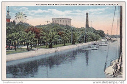 Florida Tampa Hillsboro River And City Park From Lafayette Street Bridge Curteich - Tampa