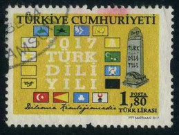 Türkiye 2017 Mi 4353 Turkish Language Year | Flag, Obelisk, Languages - Used Stamps