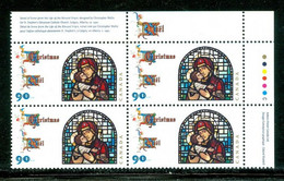 Noël, Vitrail / Christmas, Stained Galss; Timbre Scott # 1671 Stamp; Bloc De Coin / Corner Block (9360) - Unused Stamps