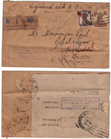 India 1947 Continental Bank Of Asia Registered AD Cover With King George KGVI 2v Stamps + Acknowledgment (*) Inde Indien - Lettres & Documents