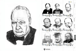 Ukraine 2022, England Politician Winston Churchill, Art, Sheetlet Of 9v - Ucraina