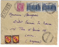 RIBEMONT S/ L'ANCRE Somme Lettre EXPRES Luxembourg Mazelin Blason Lorraine Yv 757 679 760 Ob 5 6 1947 Tf  1 3 1947 - Storia Postale