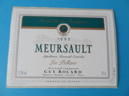 Etiquette De Vin Meursault Les Pellans 1999 Guy Bocard - Bourgogne