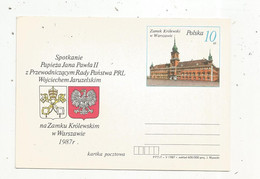 Entier Postal , POLOGNE , POLSKA , 1987, ZAMEK KROLEWSKI W WARSZAWIE , Papieza Jana Pawla II , Neuf - Postwaardestukken