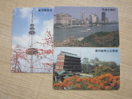 Guangdong Prov. Autelca Phonecard, The 2nd Edition Of  First Issues, Landscape Of Guangzhou, Set Of 3, Used With Scratch - China