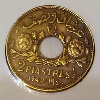 SYRIA , Rare  2 1/2 PIASTRES , 1940 , Perfect , (KM # 76) , Gomaa - Syrië