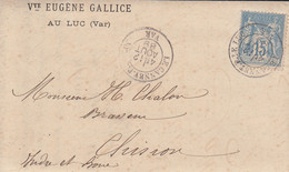 Env Affr Y&T 90 Obl LE CANNET Du 12.8..1889  Adressée à Chinon - 1877-1920: Semi Modern Period