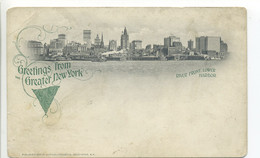 CPA USA - NEW YORK NY - GREETINGS FROM GREATER NEW YORK - RIVER FRONT, LOWER HARBOR - Mehransichten, Panoramakarten