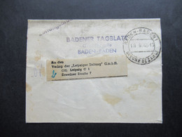 All. Besetzung Französische Zone Streifband Badener Tagblatt Großer K2 Baden - Baden Gebühr Bezahlt 18.8.1948 - Baden