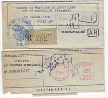 RAMBOUILLET Yvelines Carte Lettre Recommandée A R Greffe Tribunal EMA SP 037 2,90 F Ob 1967 - 1961-....