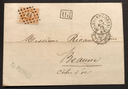Briefomslag Leopold II OBP 33 - LP64 MOLENBEEK (BRUX) 23 NOV 72 > Beaune (FR) /// France Midi I - 1869-1883 Leopoldo II