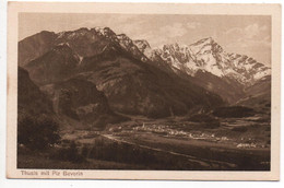 THUSIS Mit Piz Beverin Postkarte Graubünden No. 21097 Stempel Viamala-Gallerie - Bever