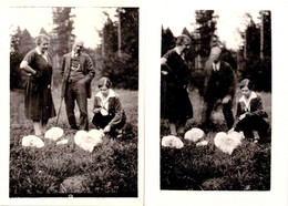 2 Mystérieuses Photos Orig. Famille Au Pied De Chose Non Identifiée - Gros Champignons Blancs Ou Pas, Flou De Mr 1930' - Voorwerpen
