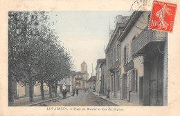 CPA 38 LES ABRETS PLACE DU MARCHE ET RUE DE L'EGLISE - Altri & Non Classificati