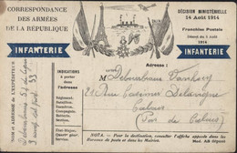 CP FM Carte Franchise Postale Militaire Correspondance Armées De La République Infanterie Guerre 14 Modèle AB 1915 - Covers & Documents