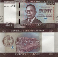 LIBERIA       20 Dollars       P-33a       2016       UNC - Liberia
