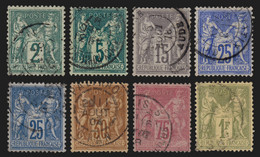 N°74/82 (sauf N°76), Sage 1876, Série Complète Type II, Oblitérés - B/TB - 1876-1898 Sage (Type II)