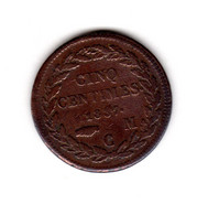 " Baisse De Prix " MONACO Pièce 5 Cent Honoré V Grosse Tête Cuivre Rouge 1837 TTB Gad-103 - 1819-1922 Honoré V, Charles III, Albert I