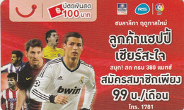 Thailand, TH-Happy-1636,Football Ch. Ronaldo - Madrid, Messi, 2 Scans. - Tailandia
