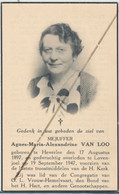 Doodsprentje - Agnes Maria Alexandrine VAN LOO ° Heverlee 1897 + Lovenjoel 1947 - Godsdienst & Esoterisme